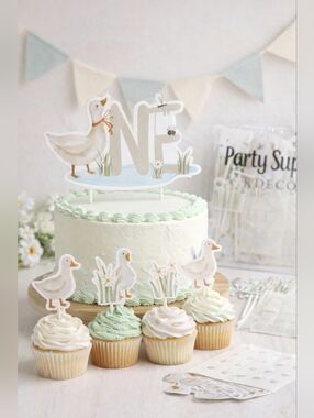 Silly Goose Cake Topper Set 13pcs Goose Theme First Birthday Cupcake Toppers